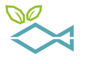 symbol ryby se zelenými lístky evokujicí čerstvost